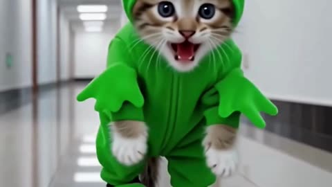 Cutest Frog Kitty Ever 🐱🐸💚 You Won’t Stop Smiling! #Shorts