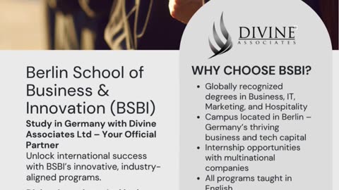 Create Your Path to Success in Berlin with BSBI and Divine Associates Ltd
