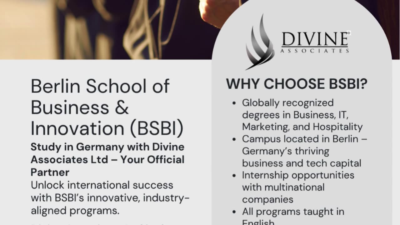 Create Your Path to Success in Berlin with BSBI and Divine Associates Ltd