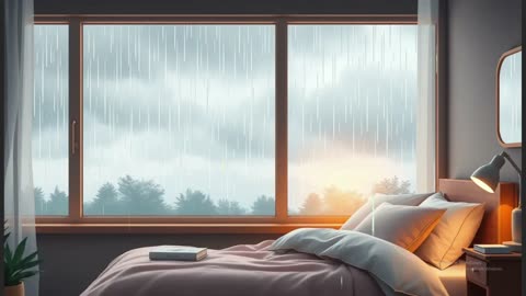 bedroom on a rainy day