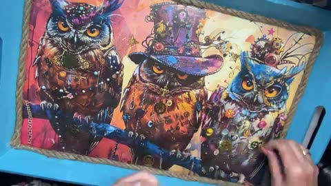 Decoupage Steampunk Owl Tray