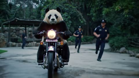 Panda ride a royal enfield & the security guard 🤣🤣