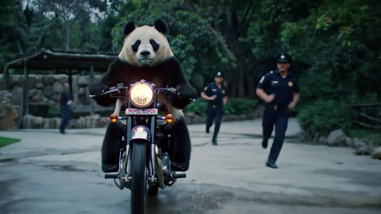 Panda ride a royal enfield & the security guard 🤣🤣