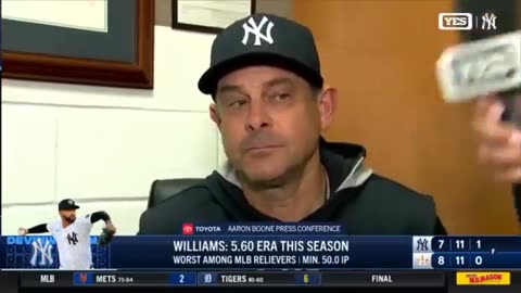 Aaron boone meets the media after game 2 loss in Houston