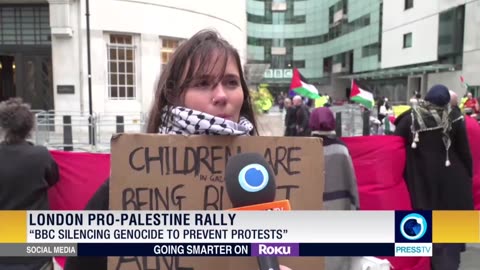 Pro-Palestine activists in London held a protest rally outside the BBC headquarters