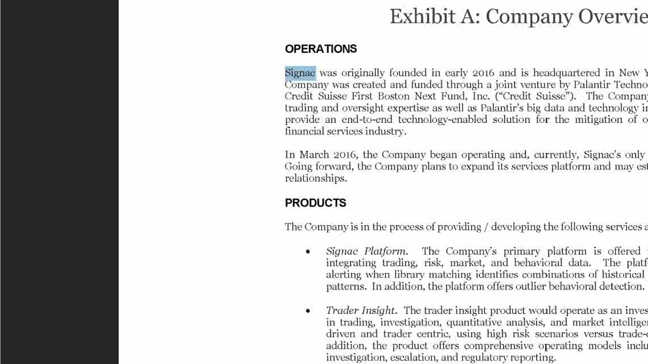 Signac founded by Palantir and the Swiss Banking criminal syndicate.