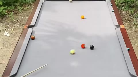 Funny Chinese men playing Pool