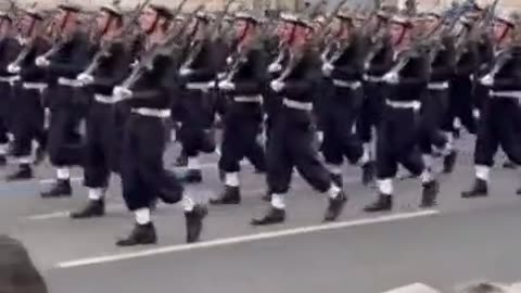Greek traditional guard members chant, Cyprus is ours
