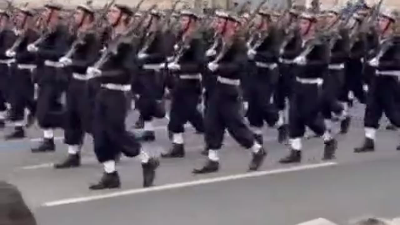 Greek traditional guard members chant, Cyprus is ours