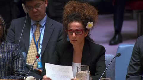 Exiled Iranian journalist, Masih Alinejad, speaking at the emergency UN Security council