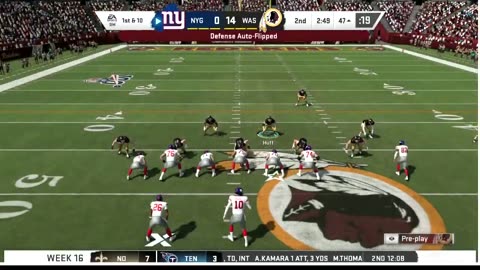 1965 WASHINGTON VS Madden 20 I Franchise SEASON 1 WEEK 16 WASHINGTON VS NEW YORK GIANTS
