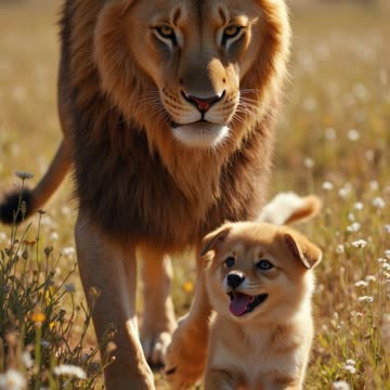 A Lion and a Dog Unlikely Friends