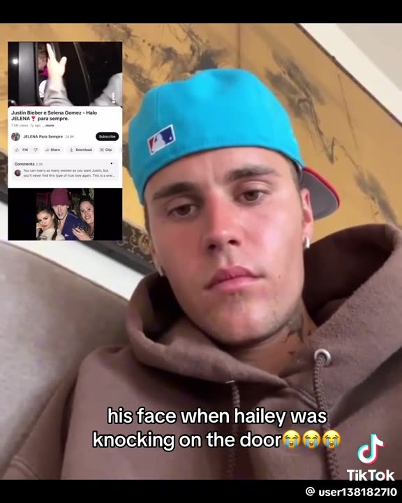 His face when Hailey was knocking on the door though