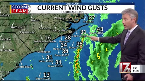 Hurricane Erin nears NC coast; Breezy Thursday in central NC