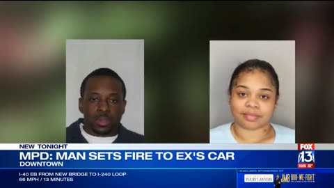 Husband, woman arrested for allegedly having wife's car set on fire with her inside