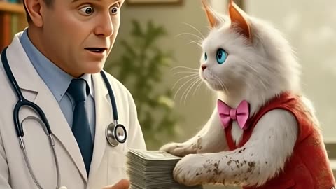 Poor kitten had to be hospitalized and was saved by a white cat