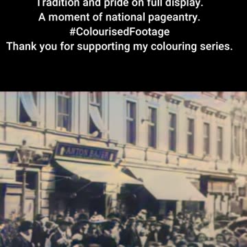1906 Austria Ceremony Young Girls and Soldiers in Formation #ColourisedHistory
