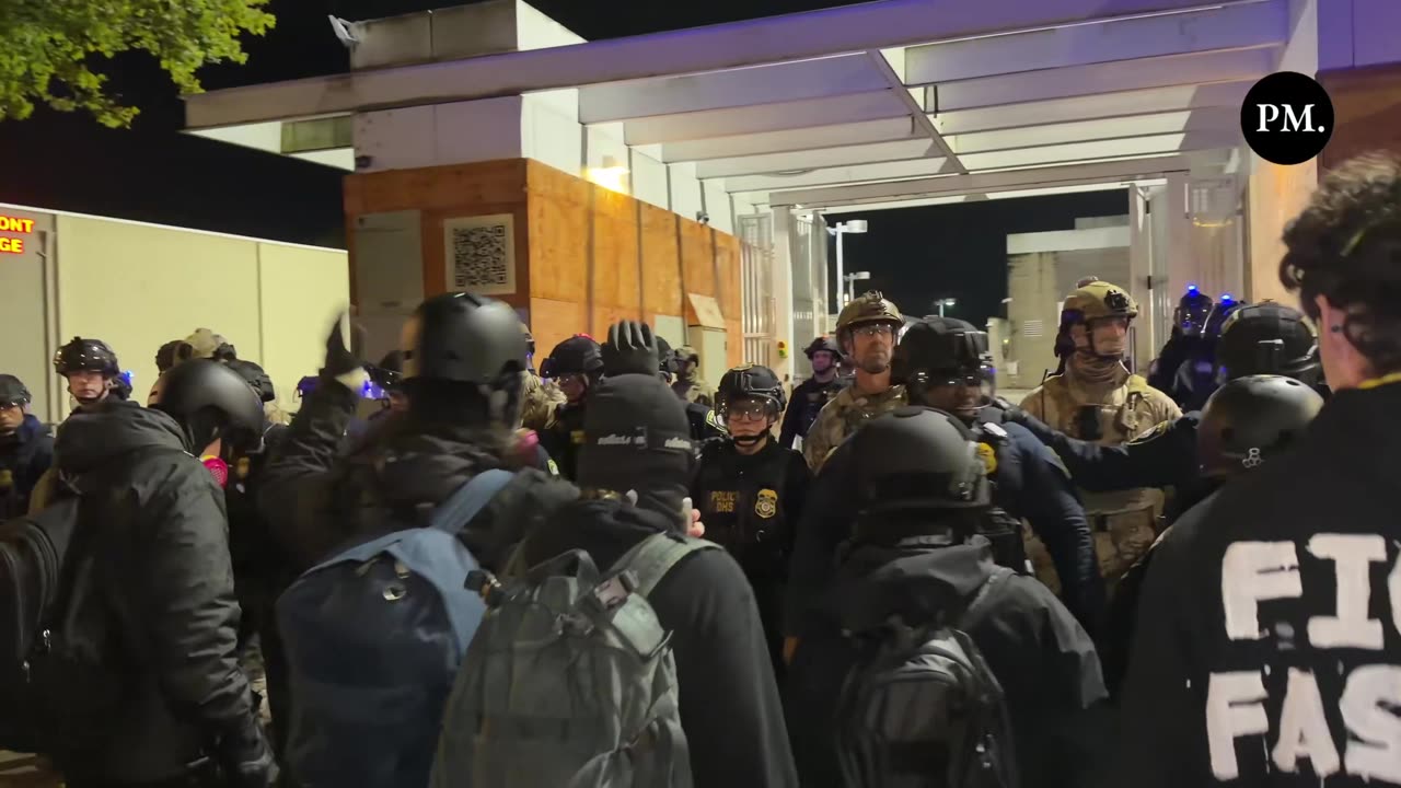 Antifa militants hunt down federal agents as they attempt to leave the ICE facility in Portland.