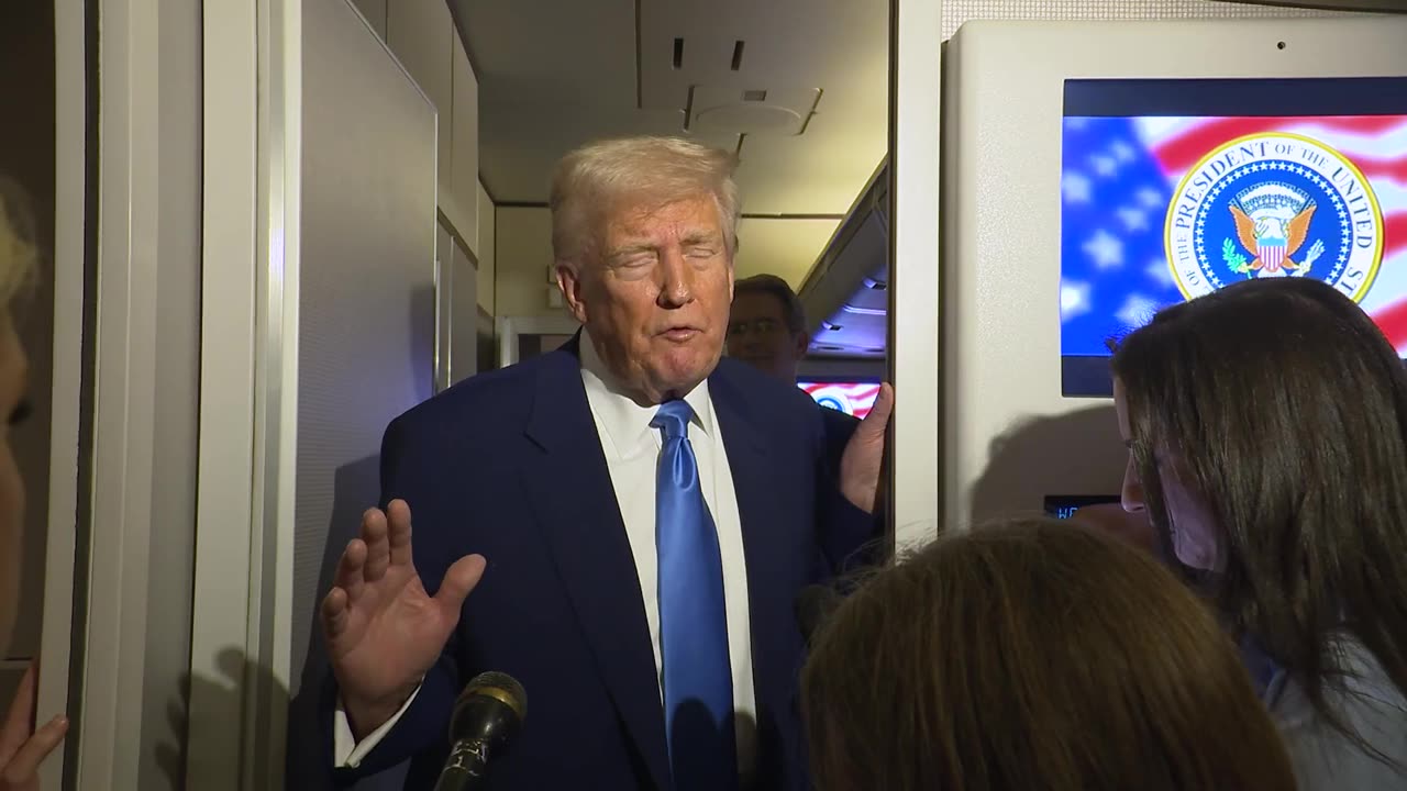 President Trump Gaggles with Press On Air Force One, Apr. 6, 2025