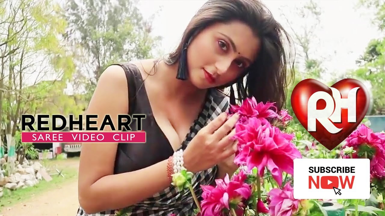 Redheart Saree Lover # Maria in Check Print Saree Photoshoot HD1080p| Saree Lover | Bong Crush | Hot