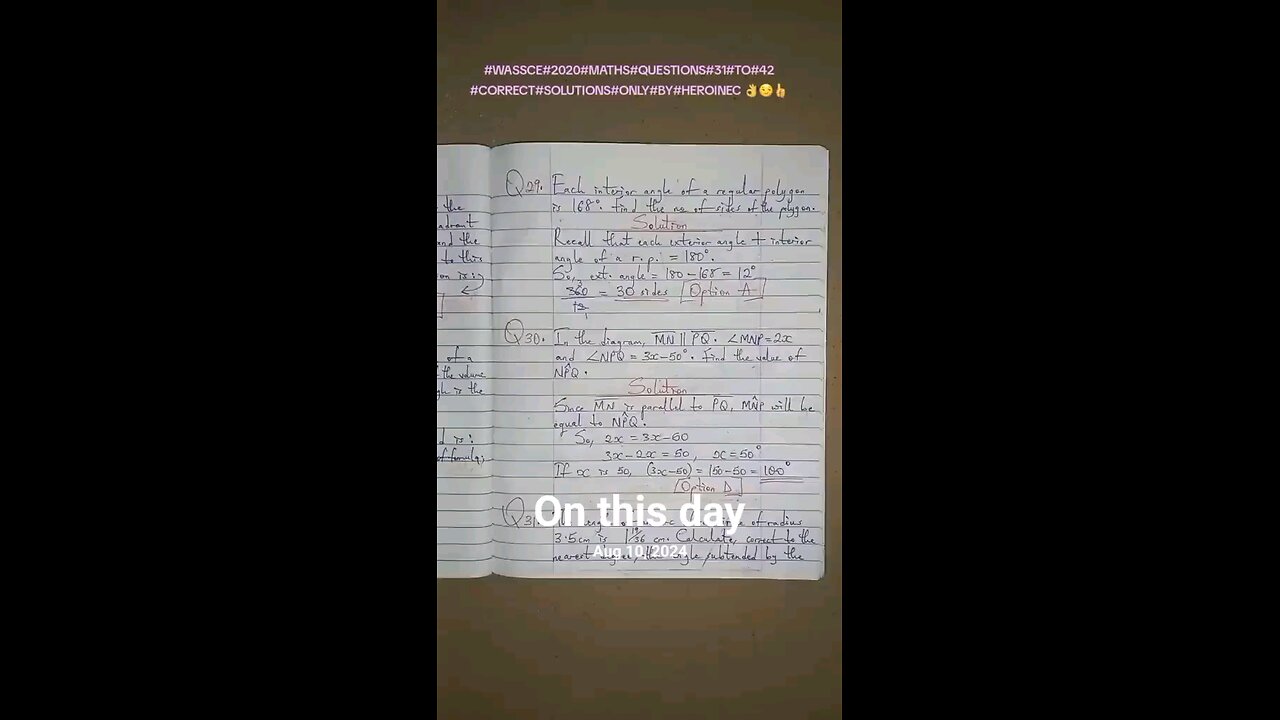 Exam question solutions that I posted #onthisday last year ☺️😇