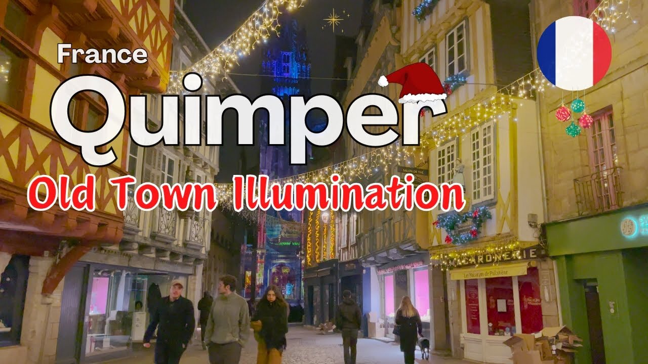 CHRISTMAS Walking tour |🏰 QUIMPER 🎄| FRANCE | 4K 60fps