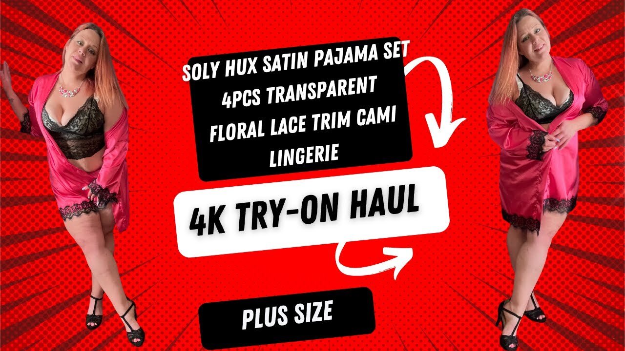 #plussize Sleep Wear Try On Haul 4pc Lace and Silk Set With Robe #amazonfashion