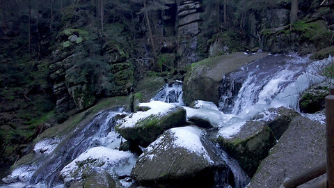 At The Frozen Waterfall - ASMR Relaxation Video Waterfall Sounds
