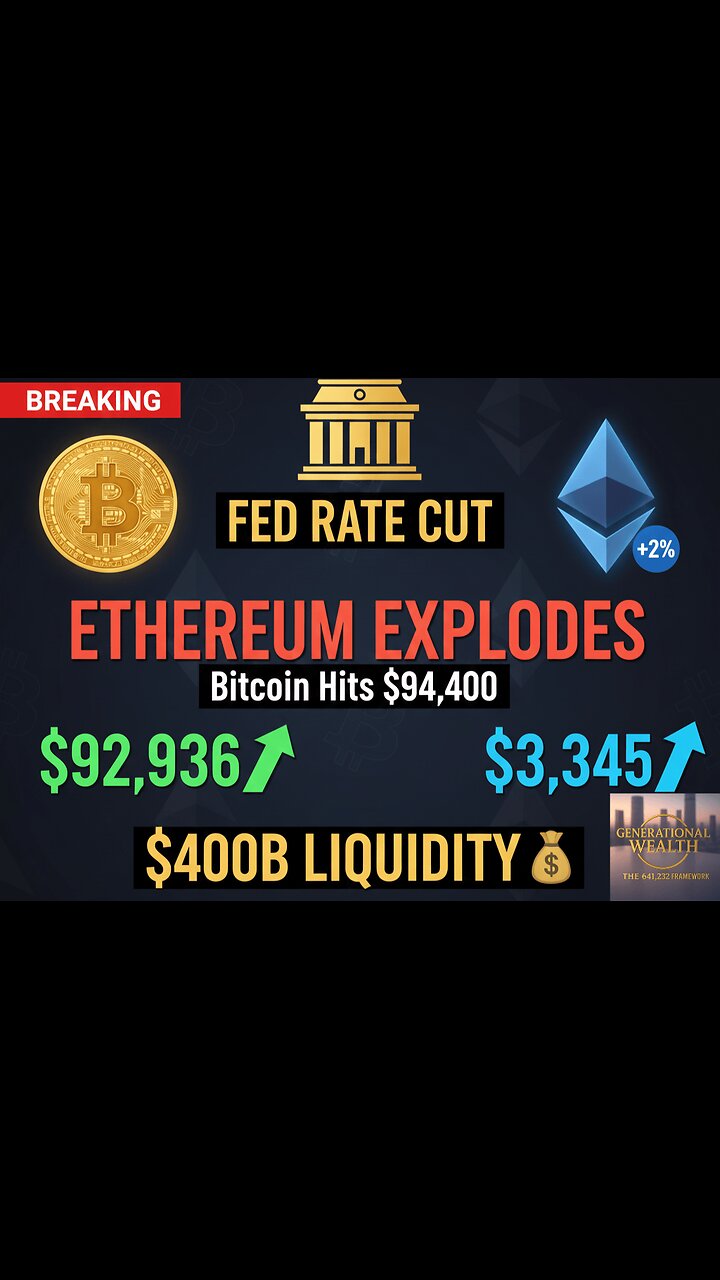 ETHEREUM EXPLODES 7% as Bitcoin Hits $94,400 - $400B Liquidity Coming in January &vert; Fed Rate Cut