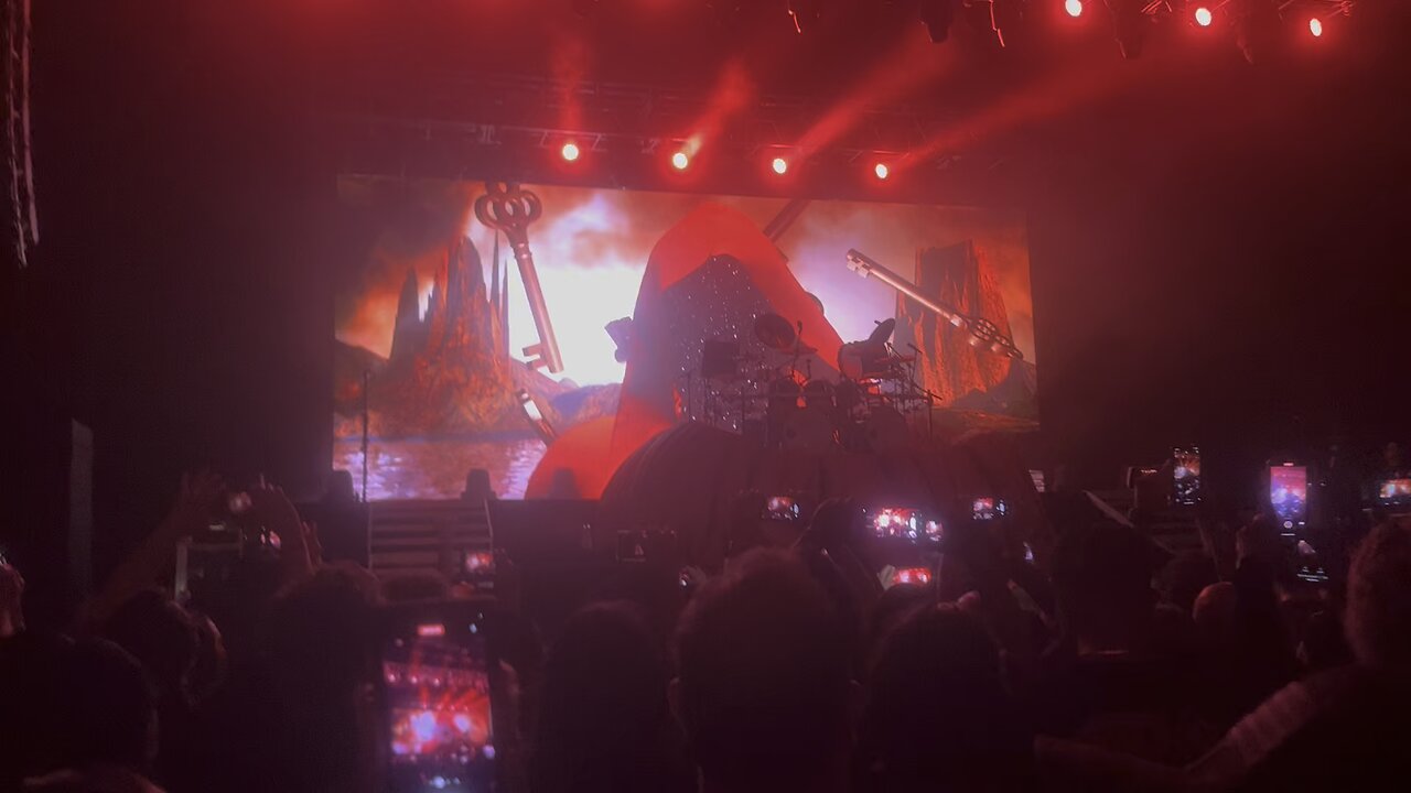 Helloween show opening with "Skyfall" in Dallas May 2023