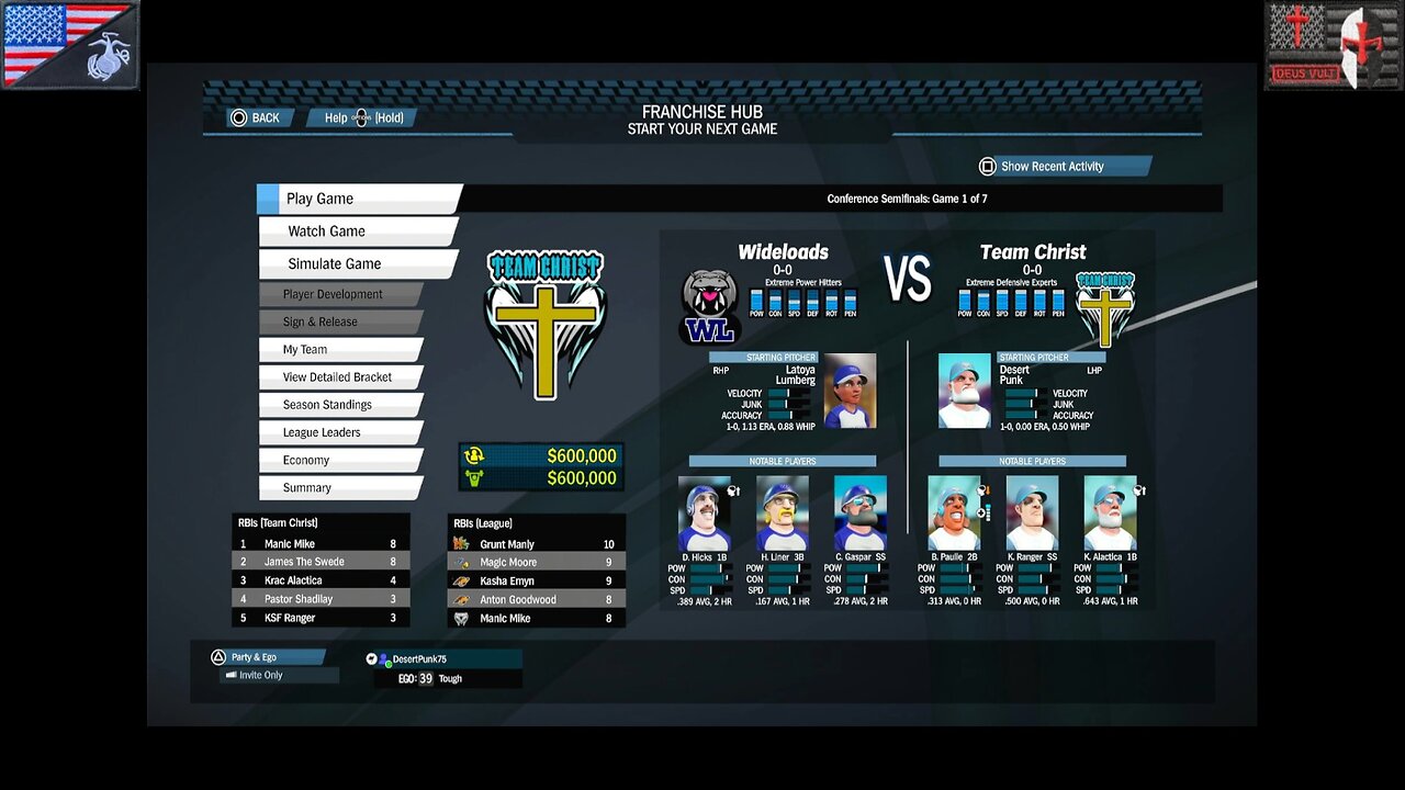 Based Sportsball 2025: Conference Semifinals - Game #1 [Team Christ vs. Wideloads]