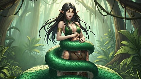 Monster Girl Encyclopedia: Silencing Techniques of Lamia [handgag] [tail gag] [hypnosis]