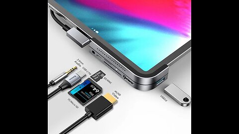 6-In-1 USB Type-C Hub With USB3.0, SD, MicroSD, Audio, 4K_HD & USB-C PD, For iPad Pro & More