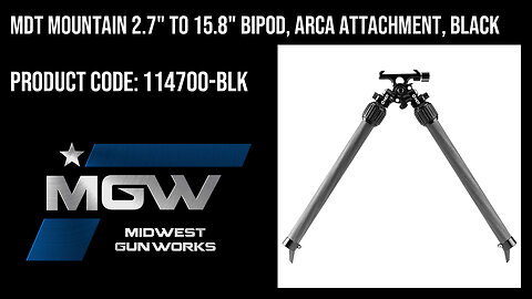 MDT Mountain 2.7" to 15.8" Bipod, ARCA Attachment, Black - 114700-BLK