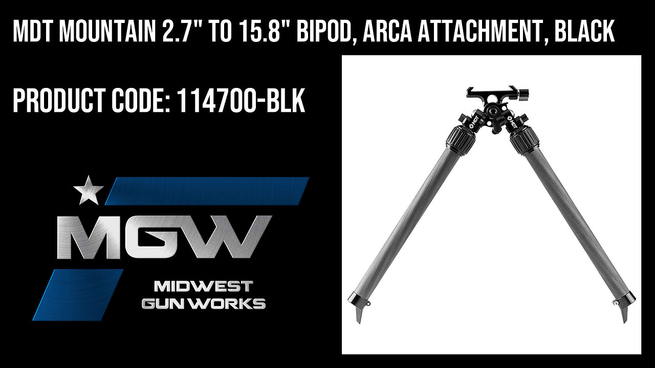MDT Mountain 2.7" to 15.8" Bipod, ARCA Attachment, Black - 114700-BLK