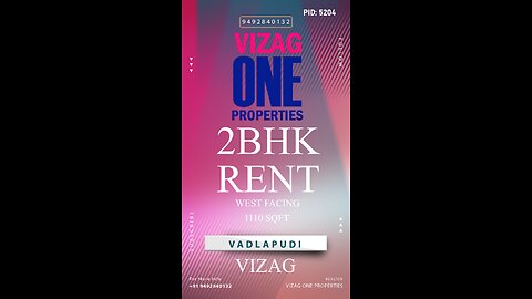 PID:5204 2BHK West Facing Flat Rent in Vadlapudi Steelplant #Vizag VizagOneProperties | Realtor