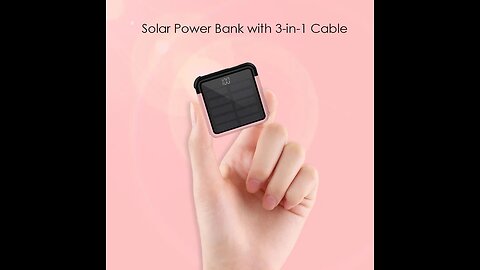 Tinier & Thinner Solar Power Bank with Lightning & Micro-USB Cable