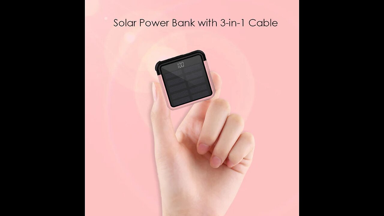 Tinier & Thinner Solar Power Bank with Lightning & Micro-USB Cable