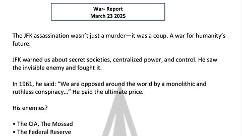 WAR REPORT - MARCH 23 2025 - Q POST 114 - US MILITARY = SAVIOR OF MANKIND