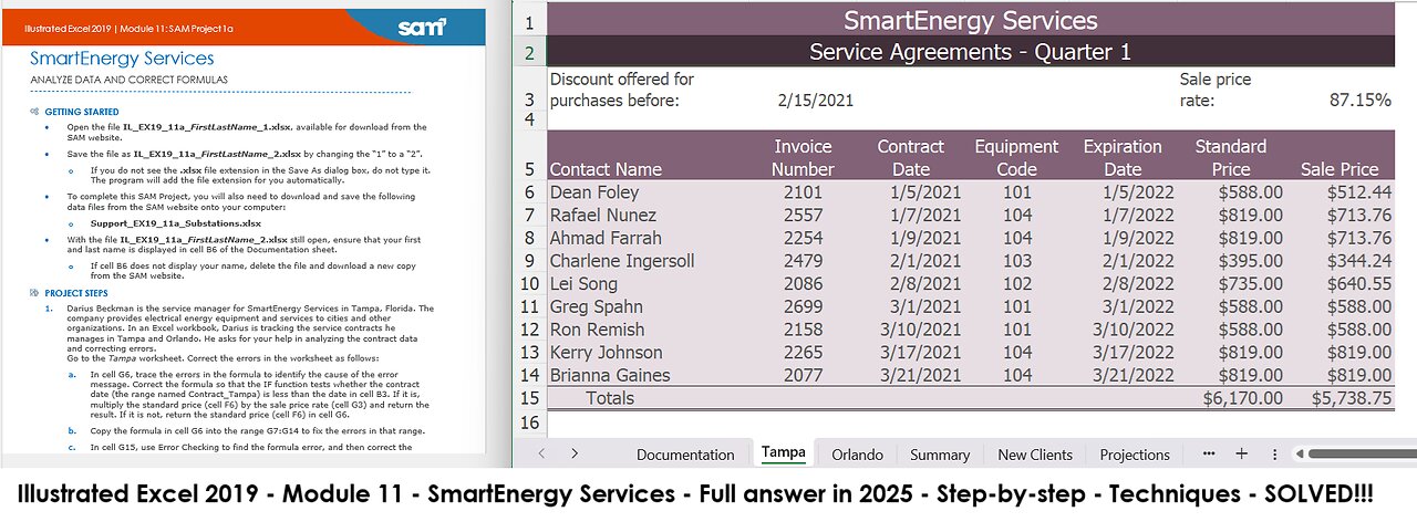 Illustrated Excel 2019 | Module 11: SAM Project 1a | SmartEnergy Services (Update 2025)