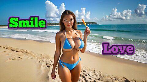 Super 🔥 HOT 👙 bikini girl with 😍 huge boobs walking on the beach