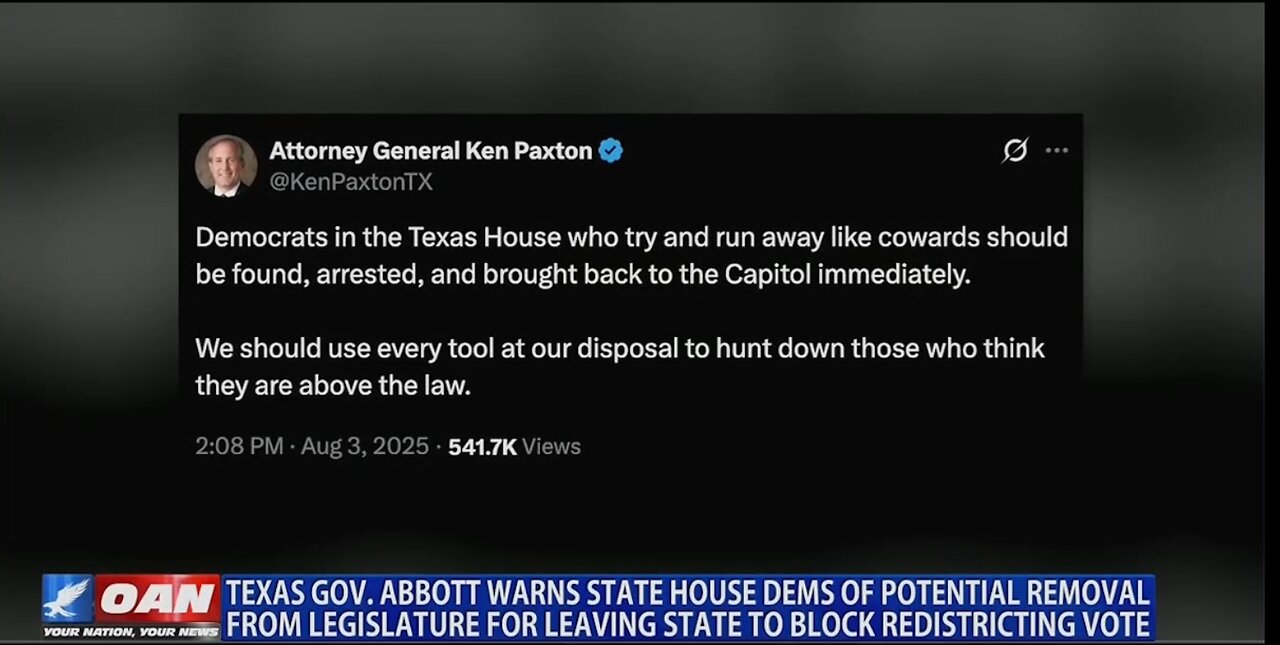 TEXAS STATE HOUSE DEMS ARE WARNED OF REMOVAL FOR LEAVING STATE TO BLOCK VOTE