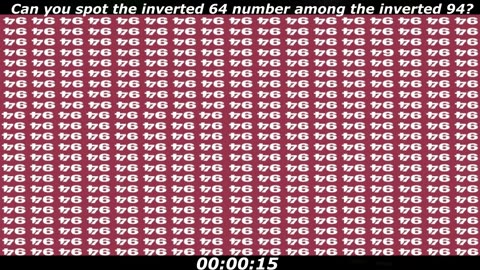 Inverted 64 number puzzle: Can you spot the inverted 64 number among the inverted 94?