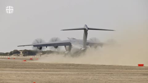 German Luftwaffe Practice Landing on Uneven Runway with A400M Heavy Transport