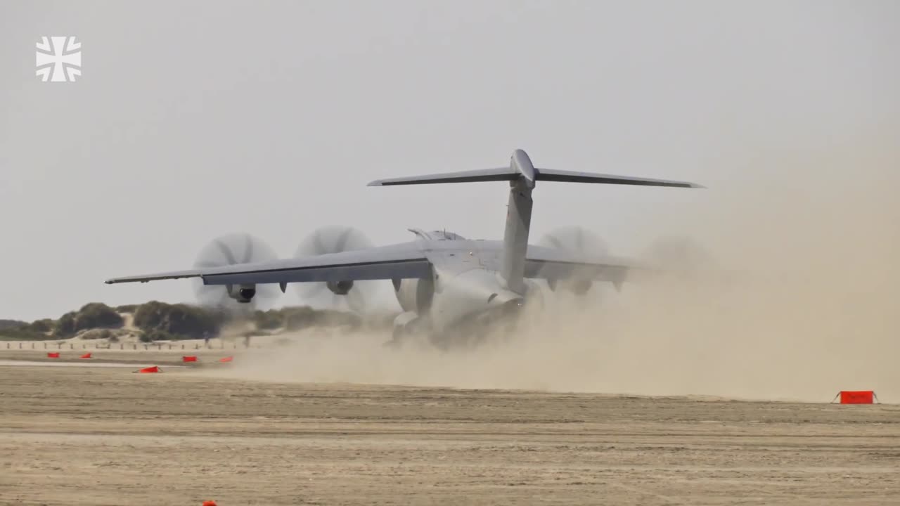 German Luftwaffe Practice Landing on Uneven Runway with A400M Heavy Transport
