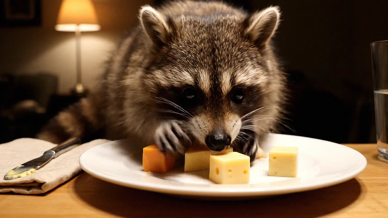 🧀 AI Raccoon Steals Cheese | Caught in the Act! 🦝