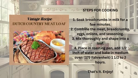 Vintage Recipe - Dutch Country Meatloaf