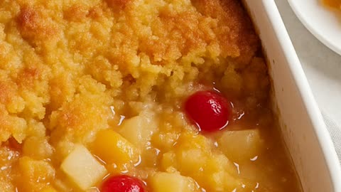 🍑 Dolly Parton's Fruit Cocktail Dump Cake
