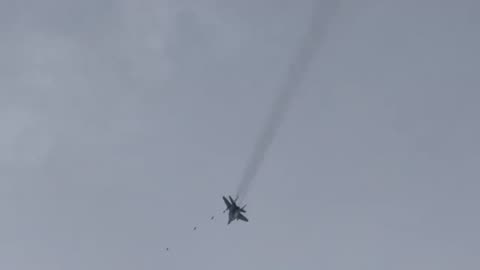 Ukrainian Mig-29 Dropping 4 GBU-39 Small Diameter Bombs On Russian Positions in the Treeline