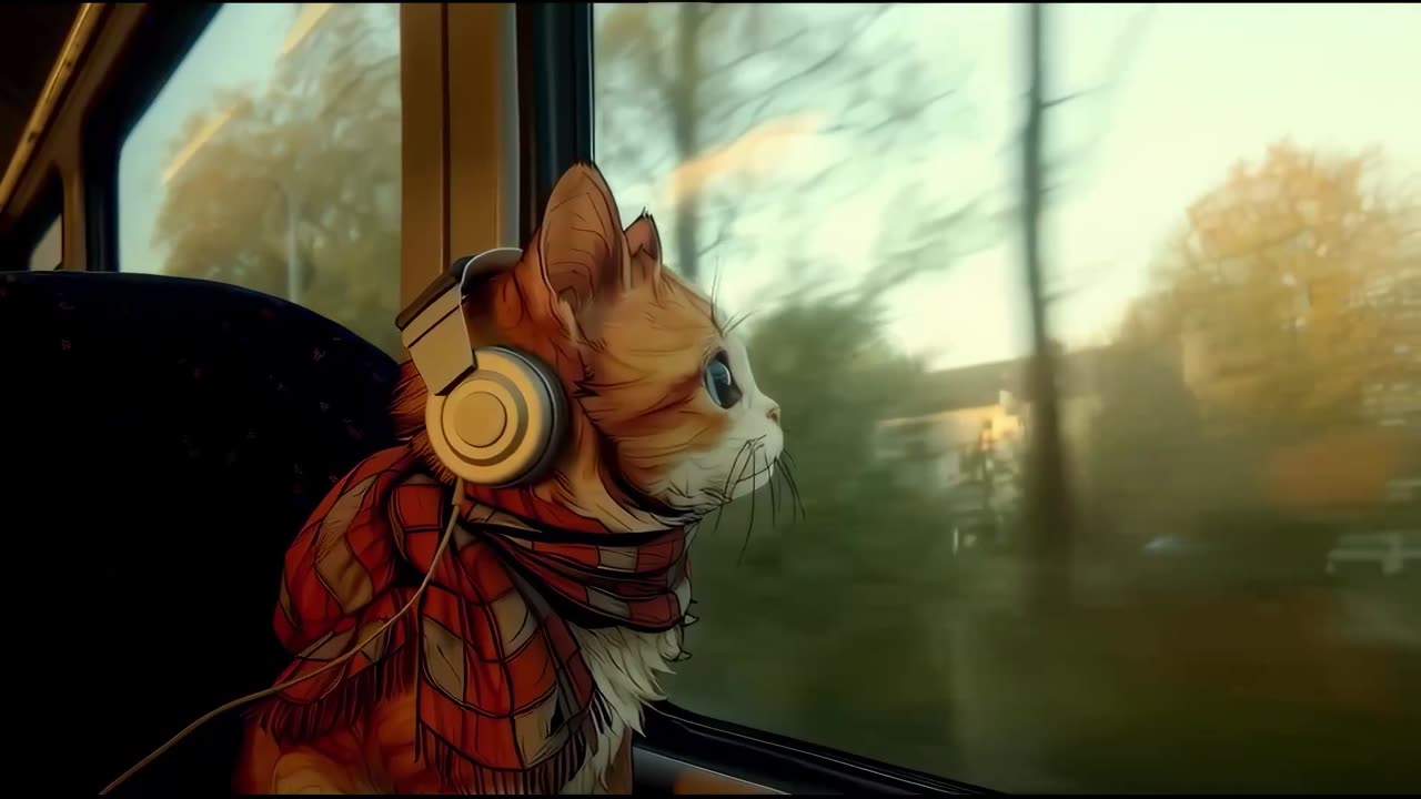 A Cat in A Bus | Soothing Bus and Purring Sounds | ASMR for Deep Sleep | Study, Work, Focus Ambience